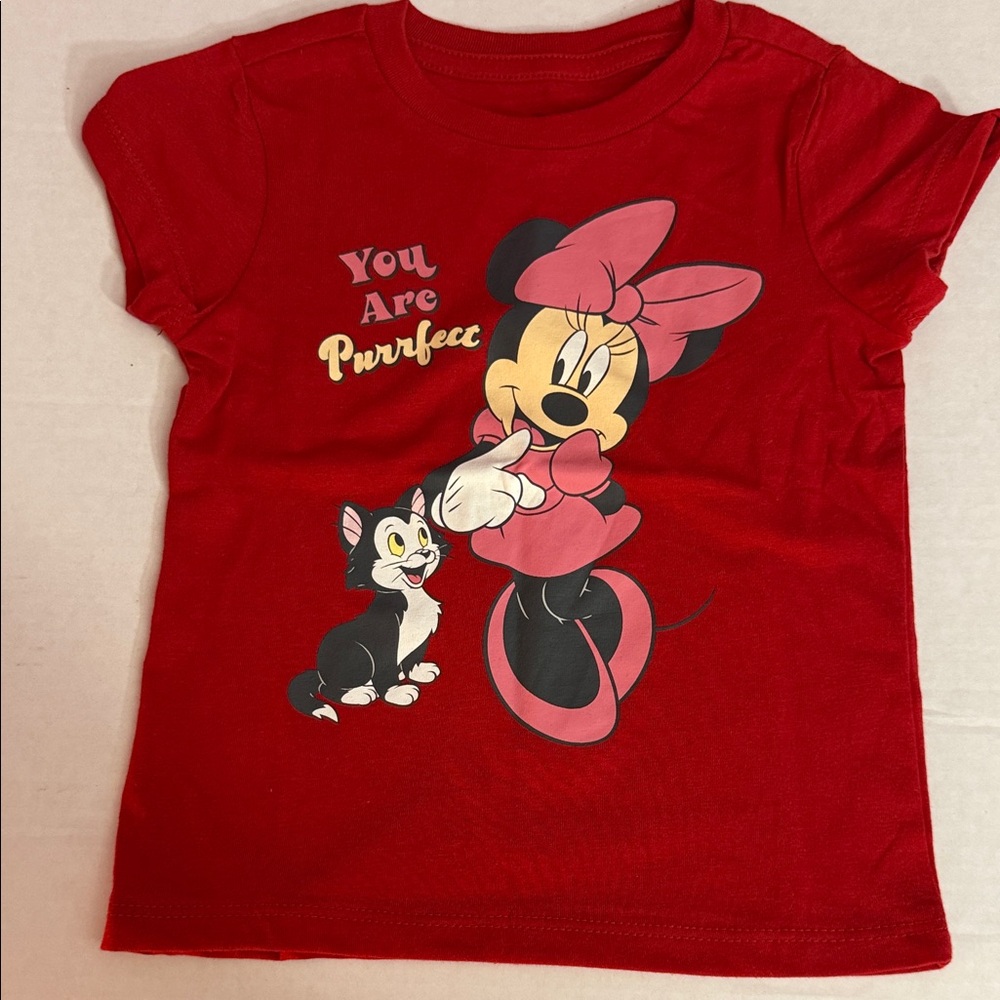 Disney Red Minnie Mouse & Figaro Kids Tee